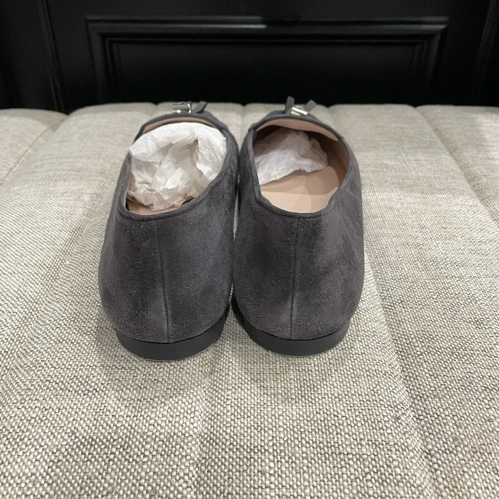 Stuart Weitzman 10M Women's Asphalt Grey Suede Slipknot Tassel Slip-On‎ Loafers